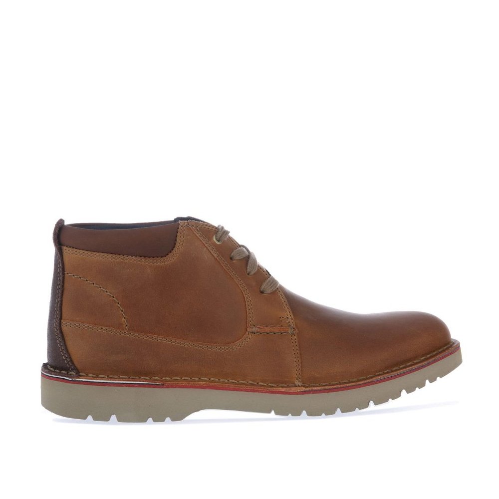 Clarks Men's Vargo Mid Chukka Boot, Size 9.5 M, Dark Tan Leather, 36671